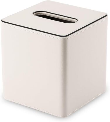 Склянка для серветок KINGFOM з PU шкіри, квадратна, для офісу/авто/дому (слонова кістка)