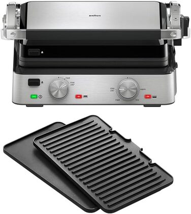Електричний гриль Braun MultiGrill 7 CG7020: 3-в-1 (контактний гриль, барбекю, духовка), 2000W, велика поверхня (12 бургеров), плаваюча пластина, плаваюча гратильниця, миється в посудомийній машині, регулювання температури