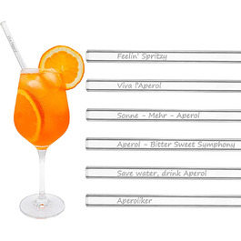 Блискучий настій / скляні соломинки APEROL SPRITZ / 6x20 см подарунковий набір Aperol Spritz / скляні соломинки Aperol / Aperol G