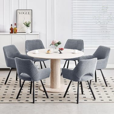 Набір з 4-х обертових стільців для їдальні з підлокітниками, 360° обертання, кухонний стілець, сучасний м'який стілець з тканинною спинкою для кухні, їдальні, спальні, бежевий (360° обертання-сірий, 2 обертові стільці)