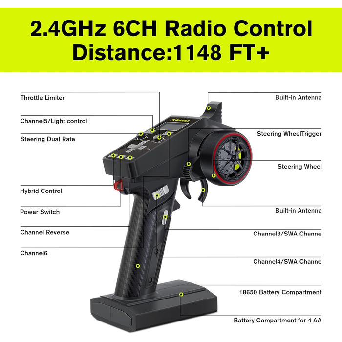 Радіокерований автомобіль RIAARIO 1:10 Brushless 50 км/год Позашляховик 4WD Водонепроникний карбон