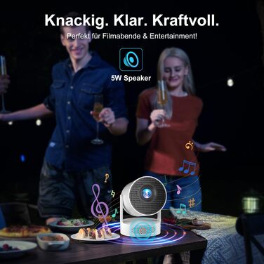 Міні проєктор Salange 4K з Wi-Fi 6, Bluetooth 5.2 та Android OS 11.0. Підтримка 180° повороту, для телефону/Xbox/ноутбука/TV Stick/USB. Білий (HY300ula + 5W динамік)