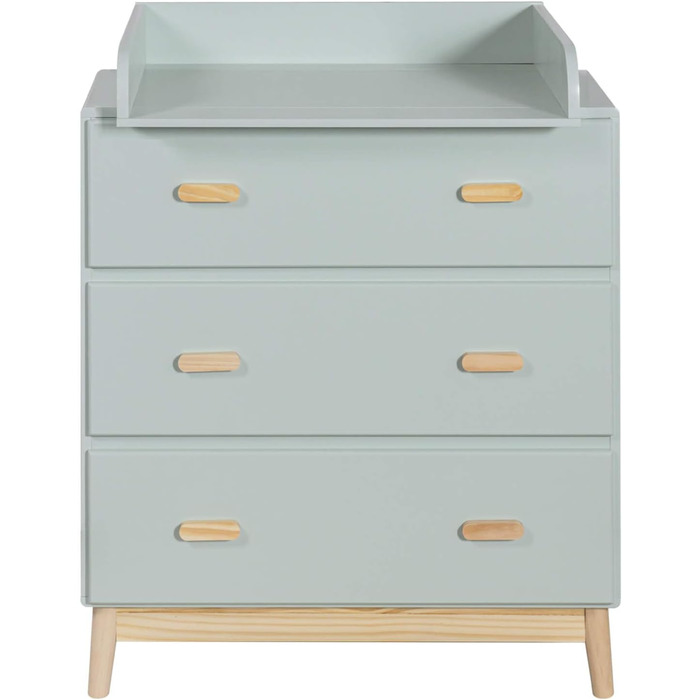 Комод з пеленальним столиком Rebecca Mobili, Aqua Grün Braun, колір блакитно-зелений, матеріал - сосна та MDF, компактний, знімний пеленальний столик, розміри 100 x 80 x 42 см, арт. RE6985