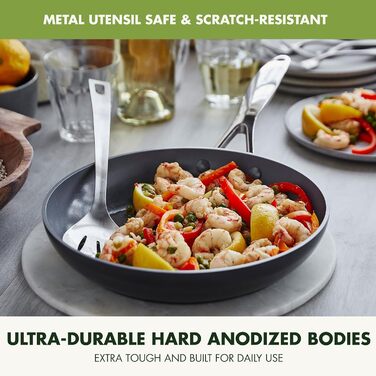 Набір сковорідок GreenPan Valencia Pro з нержавіючою сталею (3 шт.), керамічне антипригарне покриття, 20.3, 24.1, 27.9 см, для індукційних плит, без PFAS, придатний для миття в посудомийній машині та духовки