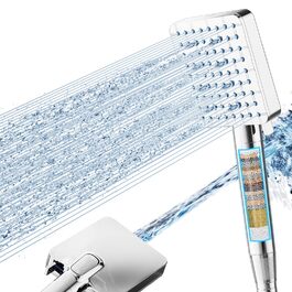 Фільтр для душу Cobbe з шлангом, високонапірна ручна лійка з 20-ступеневою фільтрацією, економна лійка з 6 режимами струменя, підвищення тиску, для жорсткої води (Q7.chrom)