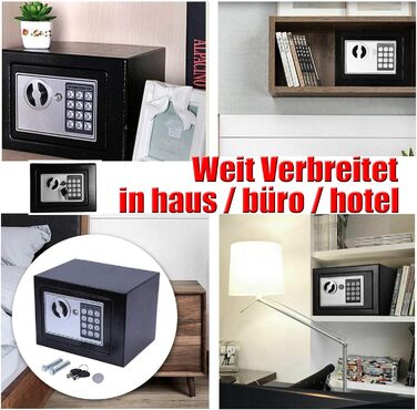 Сейф Tresor з подвійним ригелем, сталевий, з електронним замком та 2 ключами, 8.5л, чорний