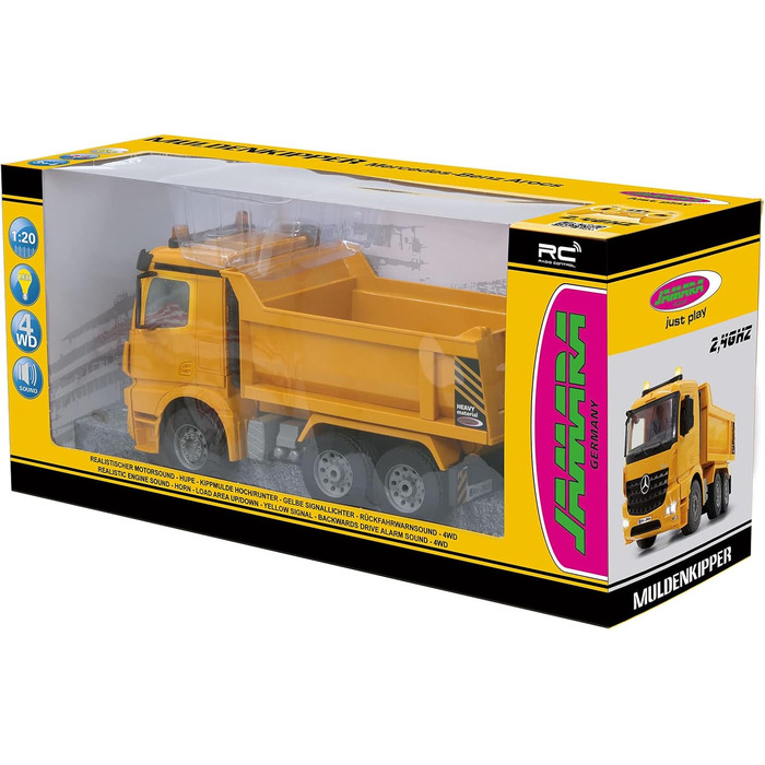 Екскаватор-самоскид JAMARA Mercedes-Benz Arocs 2.4 GHz з дистанційним керуванням, звук двигуна, світлодіоди, повний привід