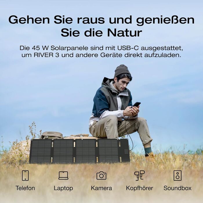 EcoFlow River 3: Портативна електростанція з соняльною панеллю 45W, акумулятор LFP 245 Wh, потужність до 600W, GaN для збільшення часу роботи, UPS <10 ms, компактний сонячний генератор для кемпінгу