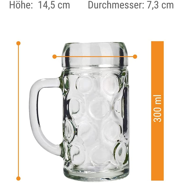 Верхній глечик Штельцле-Лужиць в Ізарі об'ємом 0,3 л оригінальний глечик для пива Октоберфест i 6 шт. в комплекті I традиційний пивний келих i s