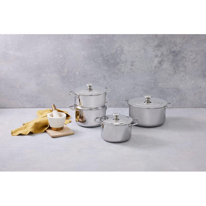 Сковорода LE CREUSET з антипригарним покриттям, 24 см, нержавіюча сталь 3-шарова, набір 4 шт.