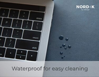 Килимок для столу Nordik з екошкіри та фетру, органайзер для кабелів (Midnight Blue, 89 x 43 см) — великий преміум килимок для миші та підкладка під письмо для домашнього офісу