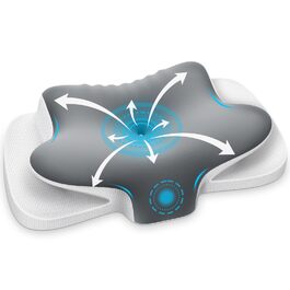Подушка для шиї з піною з пам'яті, дихаюча, ергономічна, 65x37x10/12см, сіра