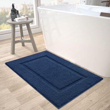 Килимок для ванної DEXI нековзний, миється, м'який, мікрофібра, абсорбуючий, килимок для ванної (60 x 90 см, синій)
