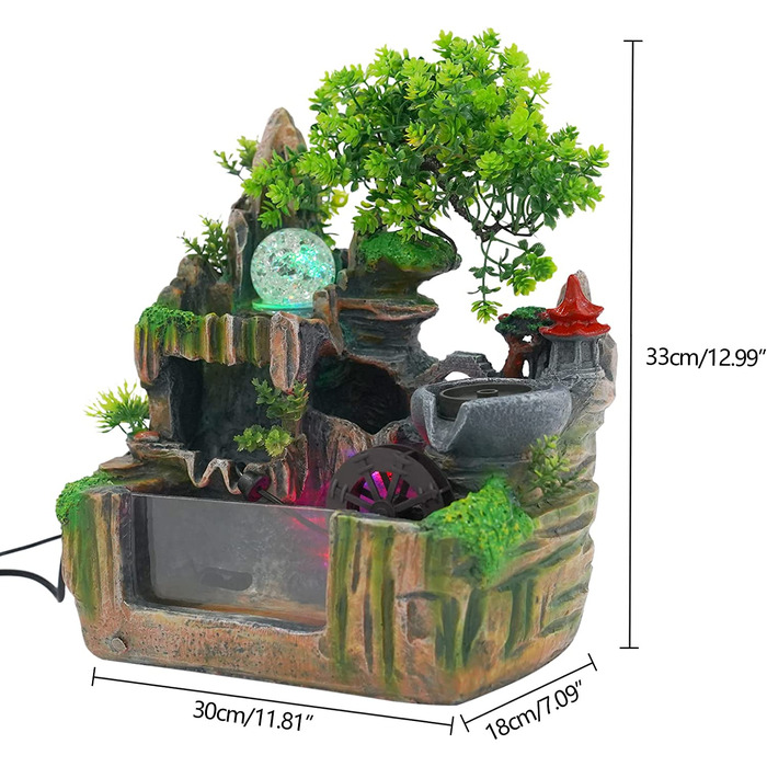 Кімнатний фонтан-водоспад з LED підсвіткою та ефектом туману, декоративний фонтан для дому та офісу