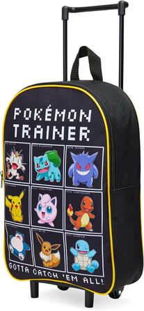 Дитяча валіза Pokemon, складний візок 39x27см, 10.5л, 2 колеса, висувна ручка (чорний/різнокольоровий)