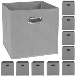 Набір з 10 коробок для зберігання приблизно 30x30x30 см - Складна коробка з ручкою-органайзером Коробка для тканини Складна картонна полична коробка Кубічна складна коробка Кошики для складаних коробок для дитячої кімнати для іграшок (сірий)