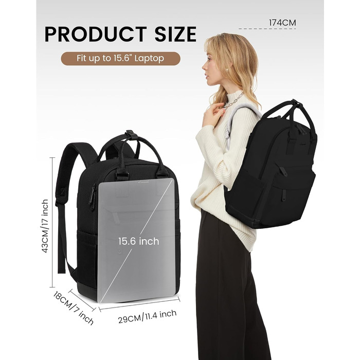 Жіночий рюкзак LOVEVOOK: водонепроникний, для ноутбука 15.6