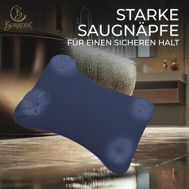 Подушка для ванни з сіткою для прання - Максимальний комфорт та розслаблення з новітньою технологією Air Mesh - Подушка для ванни з 4 міцними присосками - Подушка для шиї/голови (темно-синій)