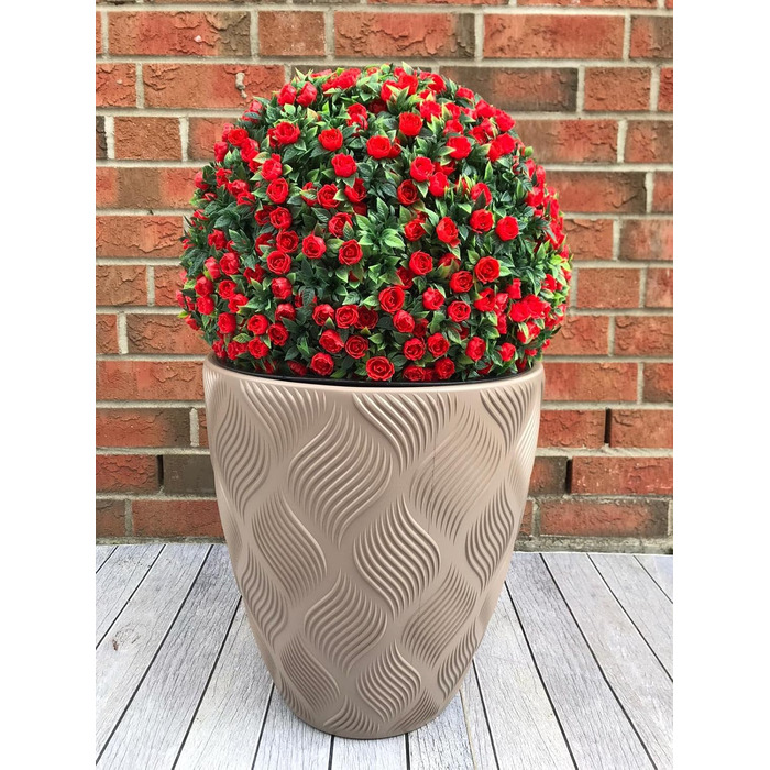Кашпо для квітів MELTOM з винімним вкладишем, кругле, 3D ефект, декоративне (Taupe, L)