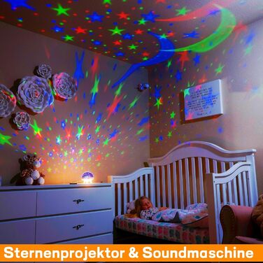 Дитячий нічник-проектор «Зоряне небо» з пультом керування, таймером та 29 мелодіями, білий