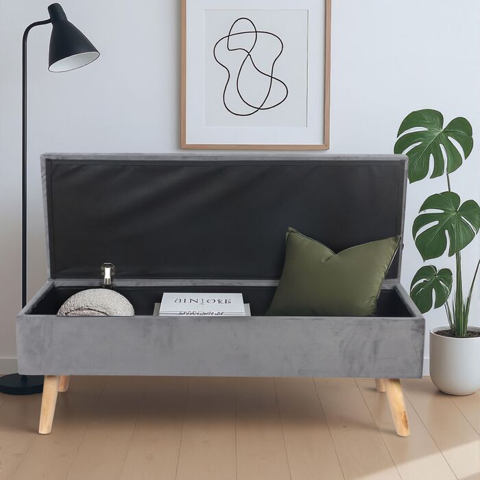 Relaxdays Лавочка з оксамитовою оббивкою та місцем для зберігання