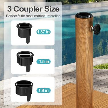 Підставка для парасольки на терасу, 18,1 кг, міцна квадратна підставка з бетону, ринкова підставка з текового дерева (з колесами)