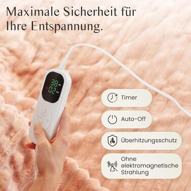 Електрична ковдра Barbero 200x150 см з таймером та захистом від перегріву, 6 температурних режимів, для ліжка, офісу та дивану, пральна