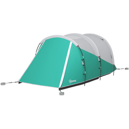 Намет Outsunny Tunnel Camping Tent для 5 осіб Сімейний намет з 2 кімнатами та сумкою для перенесення 3000 мм водяний стовп у зеленому кольорі для саду