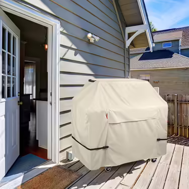 Чохол для газового гриля Porch Shield 147x61x117 см, водонепроникний 600D, для Weber, Brinkmann, Char-Broil, світло-коричневий