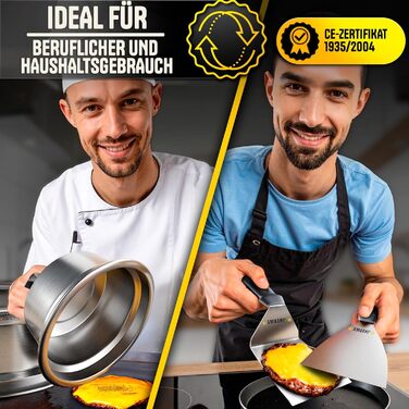 Набір для приготування бургерів SMASHI® з пресом та дзвоном – нержавіюча сталь 304, лопатка, 50 паперів для гриля, рецепти – оригінальний професійний набір