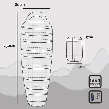 Спальний мішок anaterra для мумій на відкритому повітрі-зимовий, включає в себе рюкзак, спальний мішок, спальний мішок для зимового кемпінгу, фестивалю, подорожей (MyNature Blau)