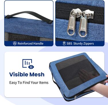 Набір компресійних органайзерів для подорожей з сіткою, 4 шт, розширювані куби для пакування речей у валізу, бірюзовий