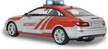 Модель Mercedes-Benz E350 Coupe 1:16 JAMARA 410023, 2.4GHz, срібно-червоний, зі звуковими та світловими ефектами (сирена, сигналізація, блимання)