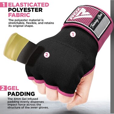 Гексоген внутрішні рукавички для боксу Тайська тренування, еластичні боксерські бинти довжиною 75 см, наручні спортивні спаринг-бинти для рук внутрішні боксерські рукавички перфораційні рукавички для пробивання м'ячів (L, рожевий)