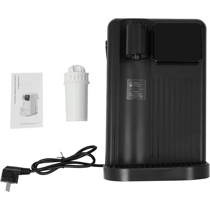Диспенсер гарячої води з фільтром, 3 л, регулювання температури, сенсорний дисплей, нагрів за 3 сек, 25-99°C (чорний)