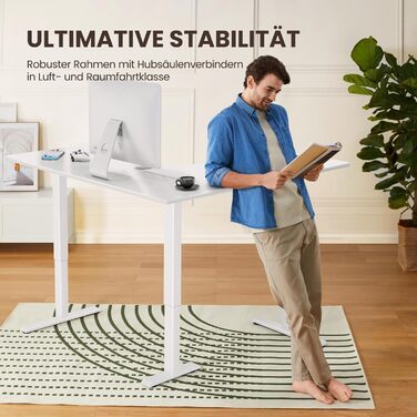 Електричний кутовий стіл ErGear 160 x 140 см, білий, з регулюванням висоти, 4 пам'яті