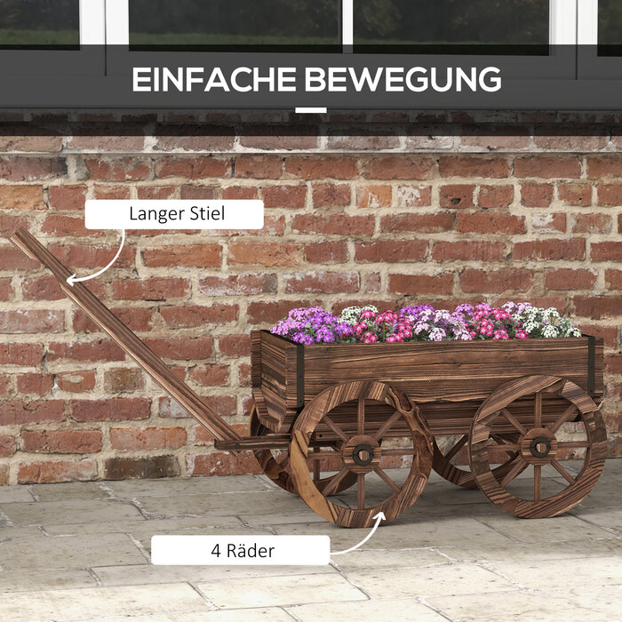 Підвищене грядка-візок для рослин з дерева, стійка до погодних умов, 120 x 41 x 50 см, коричнева