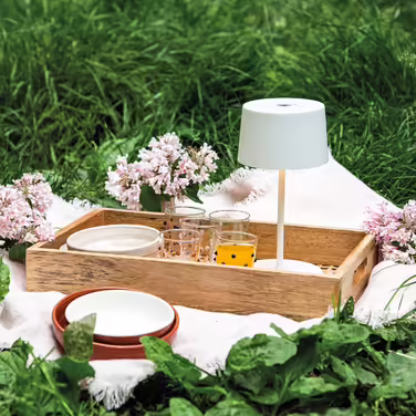 Настільна лампа Zafferano Olivia Mini, портативна, акумуляторна, сенсорне керування, диммер, 2700-3000K, для вітальні та вулиці, колір кортен, висота 22 см