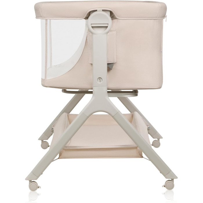 Дитяче ліжко Lionelo Leonie Plus 3 в 1: ліжко, коліска, ліжко-приліжко з регулюванням висоти, сітчасті стінки, знімною бічною панеллю та коліщатками з гальмом. Бежевий колір.