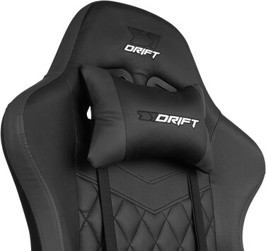 Ігровий крісло DRIFT GAMING DR35 - комфорт та підтримка для геймерів, чорно-сірий, з підголівником та поперековою підтримкою