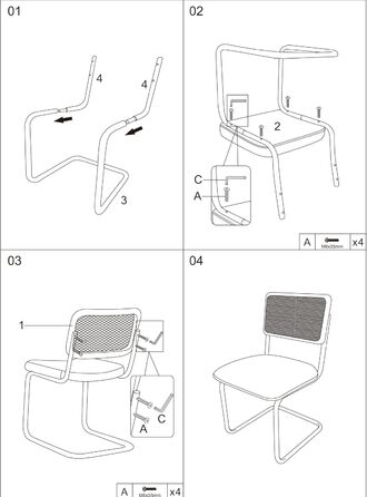 Набір з 2-х обідніх крісел CangLong, м'який крісло-відпочивальник для кухні, їдальні та вітальні, гостьові крісла з масивними дерев'яними ніжками (білий велюр)
