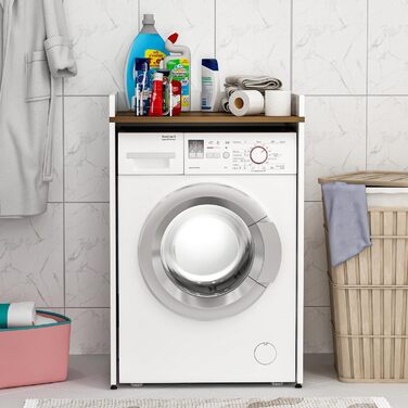 Шафа для пральної машини Homidea MIA - висока шафа для ванної кімнати - навісна шафа для пральної машини та сушильної машини для кухні та ванної кімнати 182.1 x 65 x 60 см (Антрацит/Дуб)