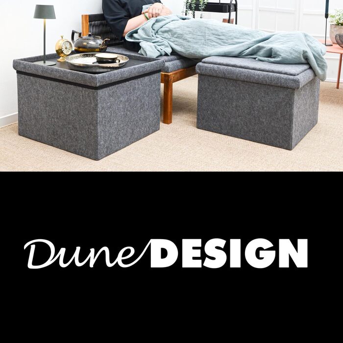 Диванний стілець DuneDesign 3-в-1 з місцем для зберігання та підносом - Фетровий бічний стілець сірий