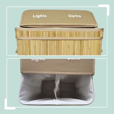 Кошик для білизни Relaxdays з бамбука з 2 відділеннями