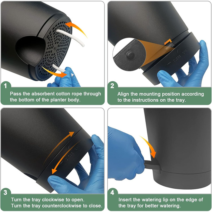 5 горщиків з пластику з системою поливу, 17.8/16.5/15.2/13.9/12.7 см. Самополивні горщики з підставкою, круглі, для квітів, сукулентів, кактусів, зелені та чорні, для дому, балкона та саду.