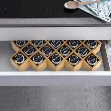 Бамбукова підставка для спецій підставка для спецій для кухонної шафи і робочої поверхні тримач для спецій з 18 банками для спецій і етикетками Ковдра