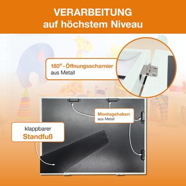 BALA® Преміум рамки для фотографій - 2 шт. A4, для дитячих малюнків та творчих робіт, з фронтальною відкриваністю та кріпленням для підвішування/ставлення, вміщують 120+ зображень (Білий)