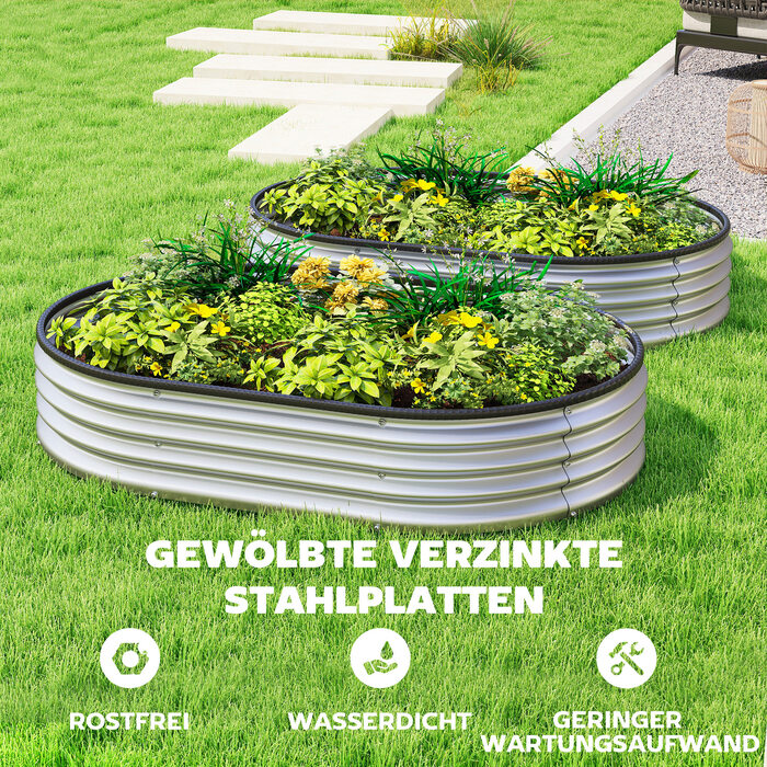 Набір з двох металевих квітників-стовпчиків 135 x 90 x 30 см, овальної форми, з гумовими стрічками