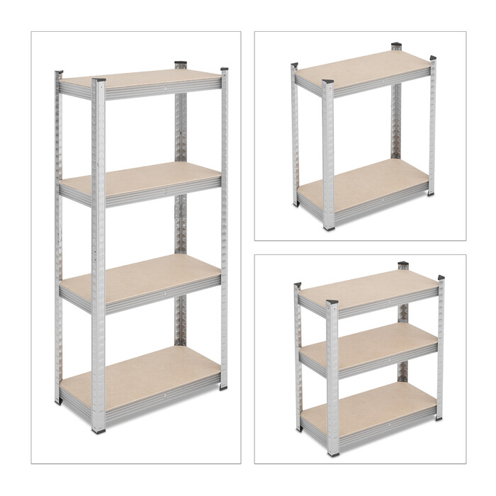 Relaxdays Оцинкована надміцна полиця з 4 ярусами