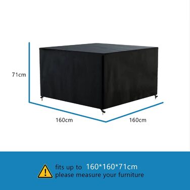 Накриття для садово-патіо меблів Awnic, 420D Oxford, водонепроникне, анти-UV, міцне, 160x160x71 см